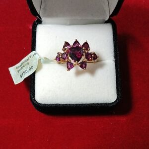 Gold and Red Ring with Cluster Design SZ 7.5